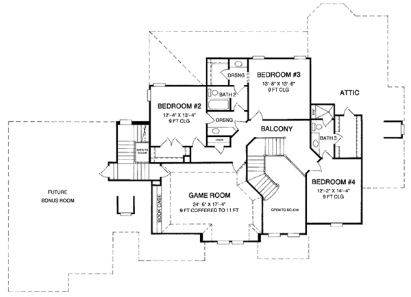House Blueprint - Country Floor Plan - Upper Floor Plan #952-184