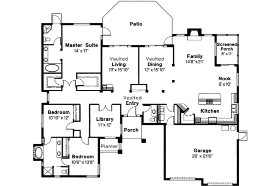 Floor Plan - Main Floor House Plan #124-246 - 3 bed, 2.5 bath