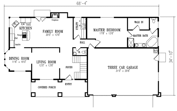 Adobe / Southwestern Floor Plan - Main Floor Plan #1-718