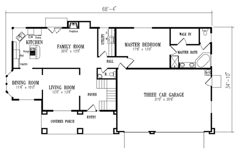 Dream House Plan - Floor Plan - Main Floor for Adobe / Southwestern House Plan #1-718 - 4 bed, 4 bath
