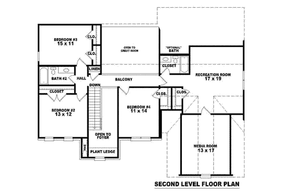 Floor Plan - Upper Floor for European House Plan #81-902 - 4 bed, 3.5 bath