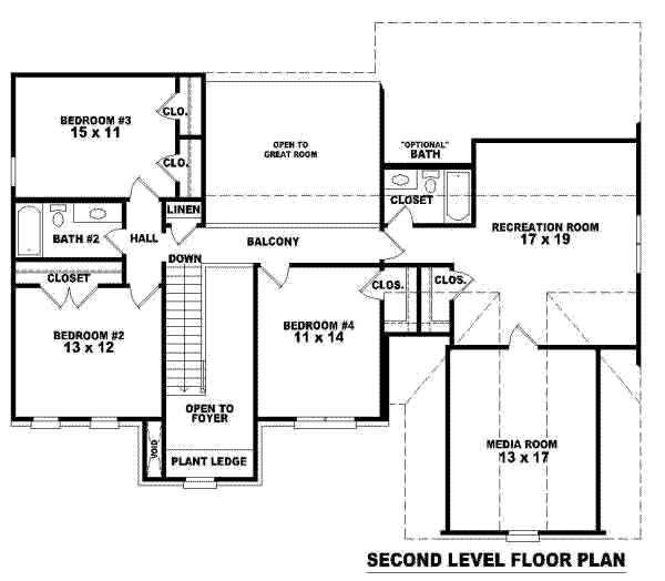 European Floor Plan - Upper Floor Plan #81-902