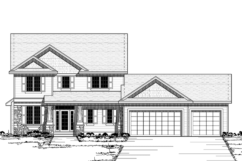 House Blueprint - Exterior - Front Elevation 3 for European House Plan #51-619 - 4 bed, 2.5 bath