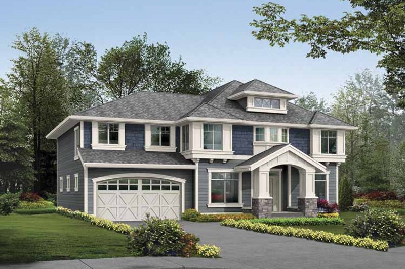 Architectural House Design - Prairie Exterior - Front Elevation Plan #132-381