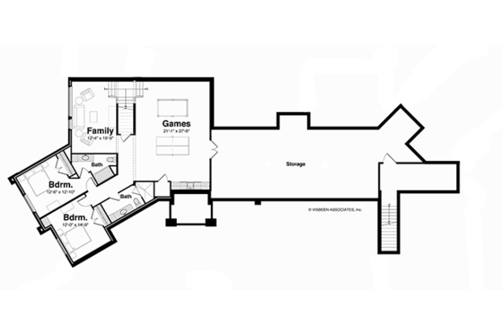 Floor Plan - Lower Floor for Contemporary House Plan #928-255 - 4 bed, 4.5 bath