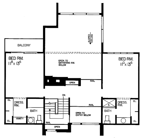 House Blueprint - Contemporary Floor Plan - Upper Floor Plan #72-703