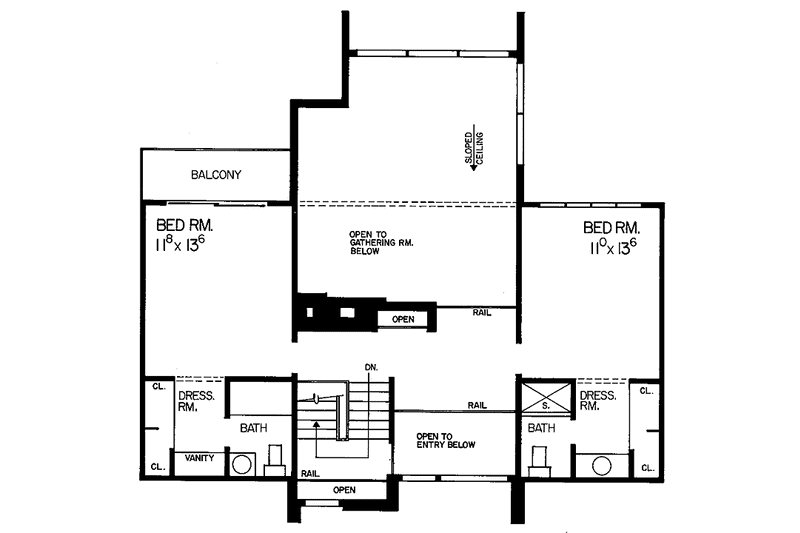 Home Plan - Floor Plan - Upper Floor for Contemporary House Plan #72-703 - 3 bed, 3.5 bath
