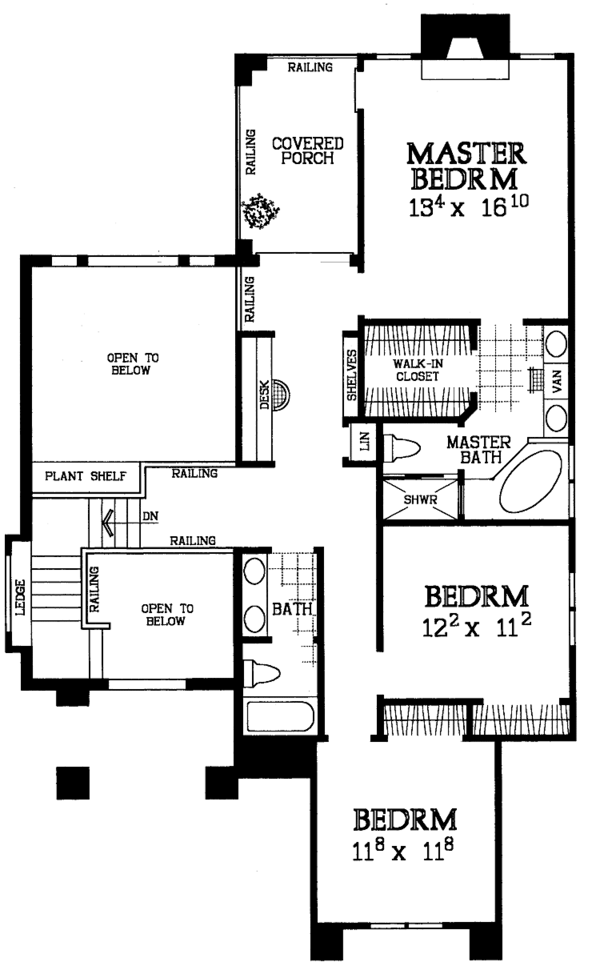 House Blueprint - Classical Floor Plan - Upper Floor Plan #72-1085