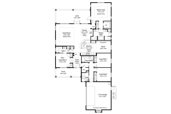 Floor Plan - Main Floor for Mediterranean House Plan #938-67 - 4 bed, 3 bath