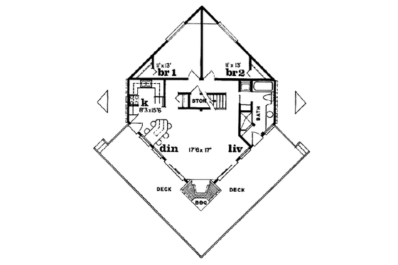 Floor Plan - Main Floor for Contemporary House Plan #47-362 - 3 bed, 1 bath