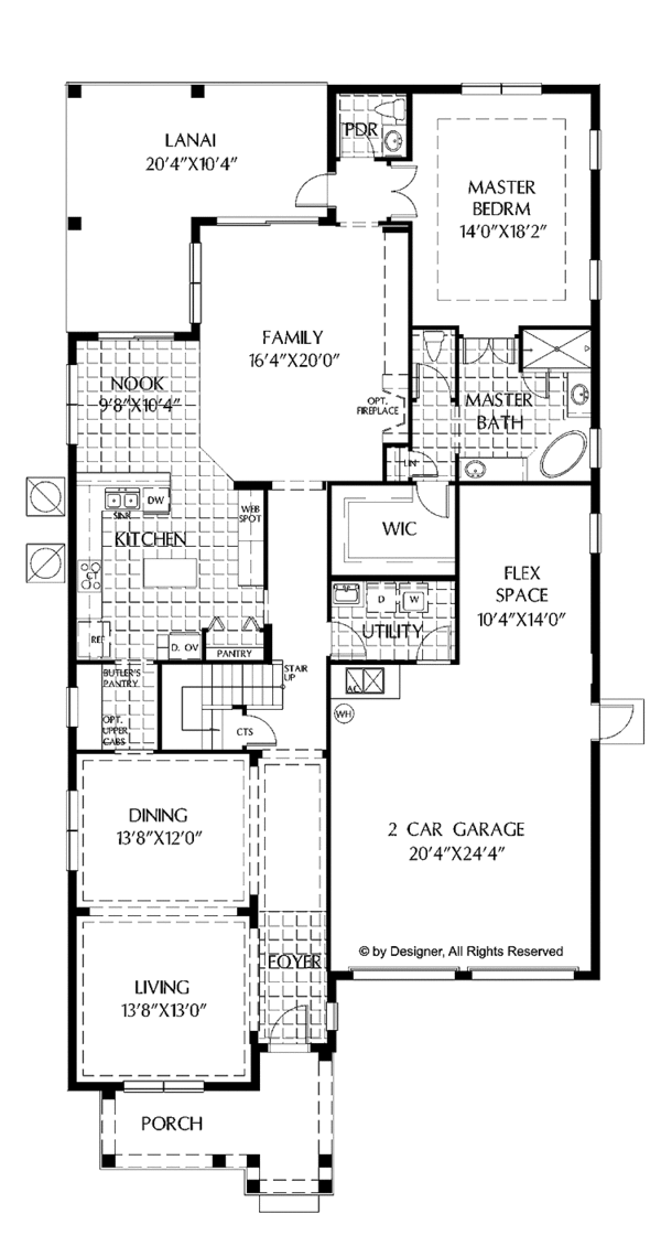 Architectural House Design - Colonial Floor Plan - Main Floor Plan #999-166