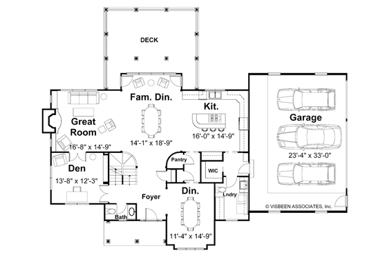 Floor Plan - Main Floor for Craftsman House Plan #928-113 - 4 bed, 3 bath