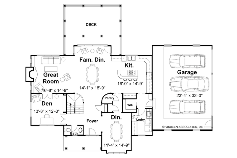 Home Plan - Floor Plan - Main Floor for Craftsman House Plan #928-113 - 4 bed, 3 bath