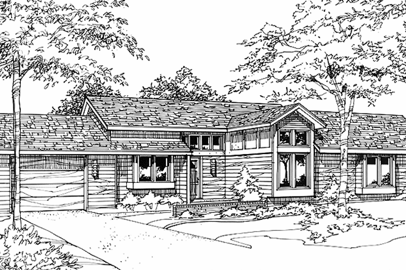 House Blueprint - Prairie Exterior - Front Elevation Plan #320-1069