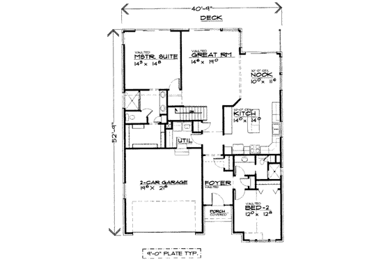 Floor Plan - Main Floor for Traditional House Plan #308-144 - 2 bed, 2 bath
