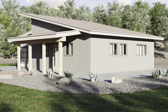 Exterior - Front Elevation 4 for Modern House Plan #1106-170 - 1 bed, 1 bath