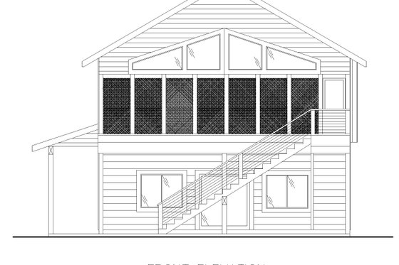 Exterior - Front Elevation 4 for Contemporary House Plan #117-1051 - 2 bed, 2 bath
