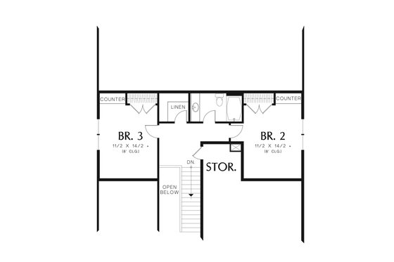 Floor Plan - Upper Floor for Cottage House Plan #48-633 - 3 bed, 2.5 bath