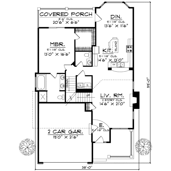 Architectural House Design - Farmhouse Floor Plan - Main Floor Plan #70-579