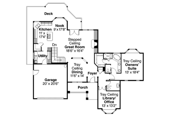 Floor Plan - Main Floor for Traditional House Plan #124-671 - 3 bed, 2.5 bath