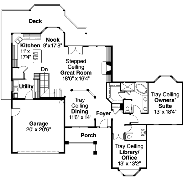 Architectural House Design - Traditional Floor Plan - Main Floor Plan #124-671