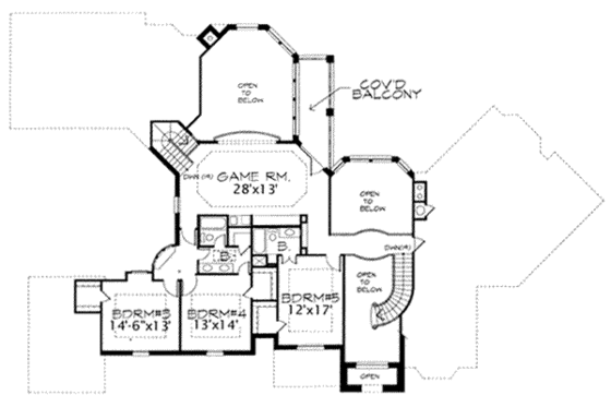 Floor Plan - Upper Floor for European House Plan #141-141 - 5 bed, 5.5 bath