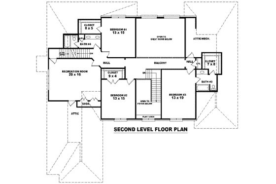 Floor Plan - Upper Floor for European House Plan #81-1345 - 4 bed, 4 bath