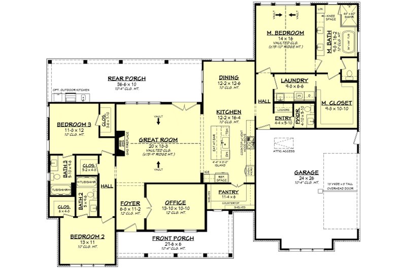 Architectural House Design - Floor Plan - Main Floor for Farmhouse House Plan #430-427 - 3 bed, 3.5 bath