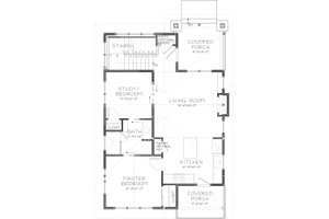 Floor Plan - Main Floor for Craftsman House Plan #895-37 - 2 bed, 1 bath