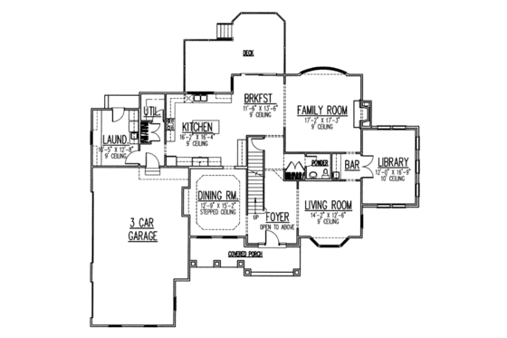 Floor Plan - Main Floor for Traditional House Plan #9-106 - 4 bed, 3.5 bath