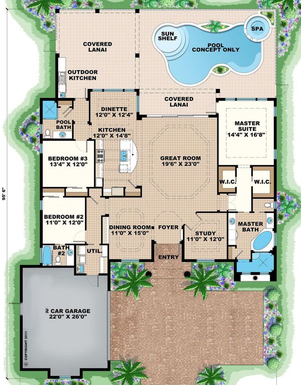 House Design - Mediterranean Floor Plan - Main Floor Plan #27-550