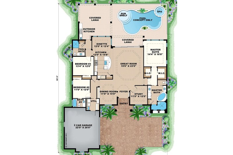 Dream House Plan - Floor Plan - Main Floor for Mediterranean House Plan #27-550 - 3 bed, 3 bath