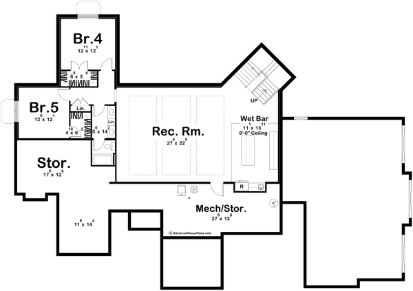 House Blueprint - Modern Floor Plan - Lower Floor Plan #455-606