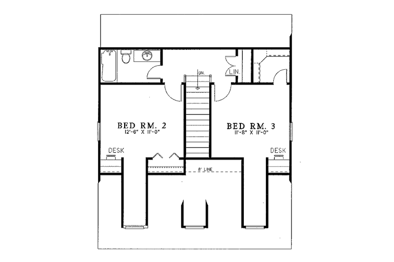 Architectural House Design - Floor Plan - Upper Floor for Traditional House Plan #17-261 - 3 bed, 2 bath