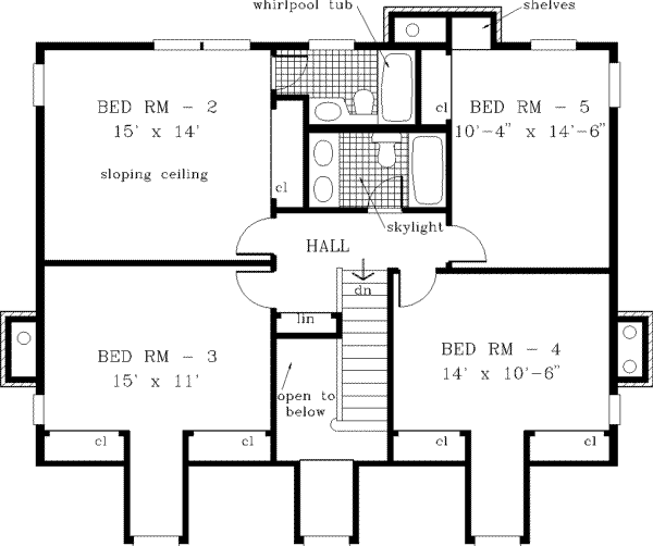Architectural House Design - Southern Floor Plan - Upper Floor Plan #3-102
