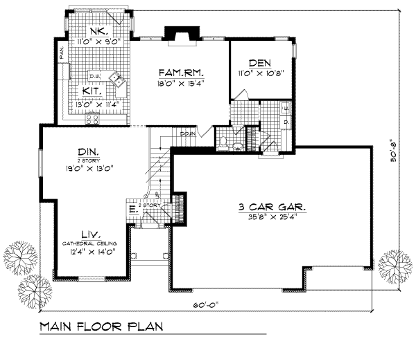 Architectural House Design - Traditional Floor Plan - Main Floor Plan #70-434