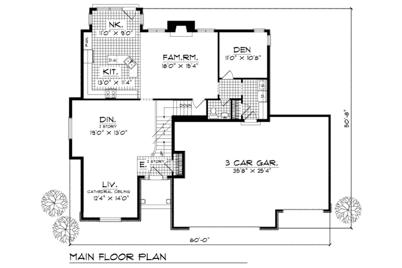 Home Plan - Floor Plan - Main Floor for Traditional House Plan #70-434 - 4 bed, 2.5 bath