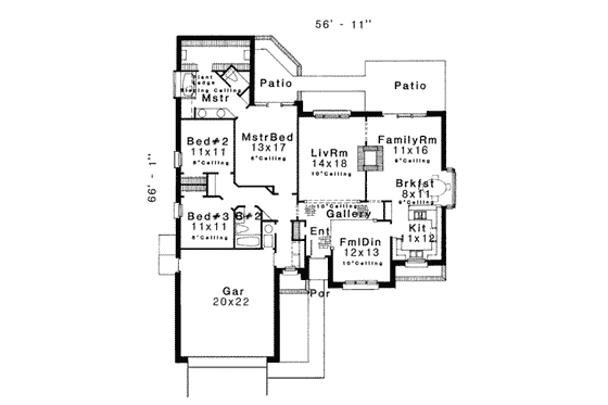 Floor Plan - Main Floor for European House Plan #310-137 - 3 bed, 2 bath