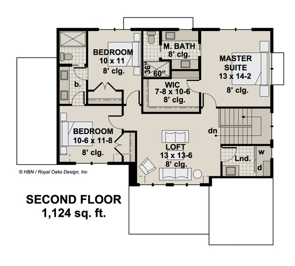 Traditional Floor Plan - Upper Floor Plan #51-1201