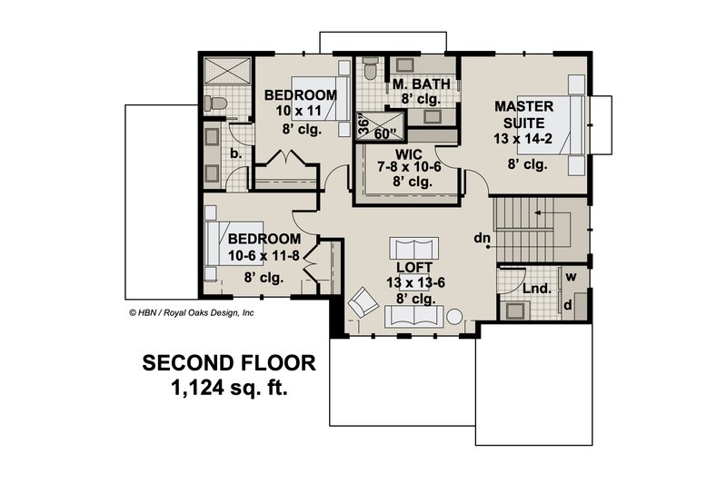 House Blueprint - Floor Plan - Upper Floor for Traditional House Plan #51-1201 - 3 bed, 2.5 bath