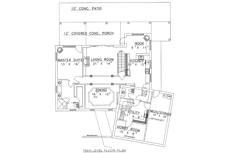 Home Plan - Floor Plan - Main Floor for Traditional House Plan #117-489 - 3 bed, 2.5 bath