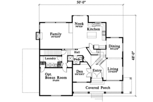 Floor Plan - Main Floor for Traditional House Plan #78-106 - 4 bed, 2.5 bath