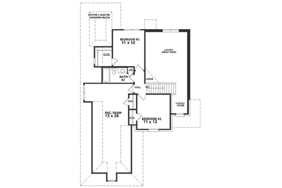 Floor Plan - Upper Floor for European House Plan #81-198 - 3 bed, 2.5 bath