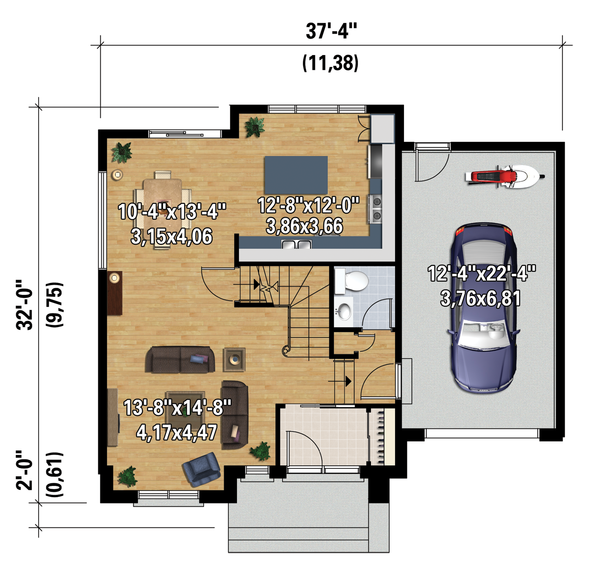 Contemporary Floor Plan - Main Floor Plan #25-4313