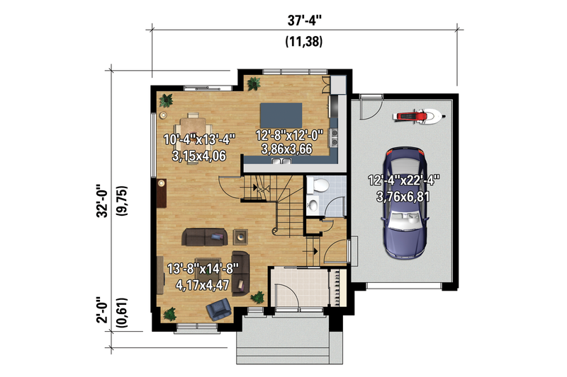 Dream House Plan - Floor Plan - Main Floor 1 for Contemporary House Plan #25-4313 - 3 bed, 1 bath