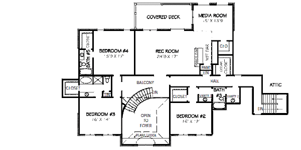 European Floor Plan - Upper Floor Plan #424-223