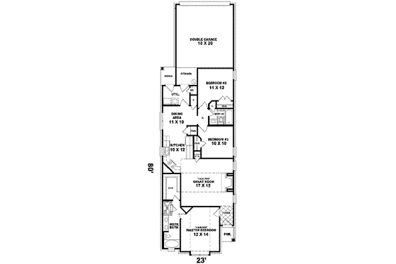 Floor Plan - Main Floor for Traditional House Plan #81-476 - 3 bed, 2 bath