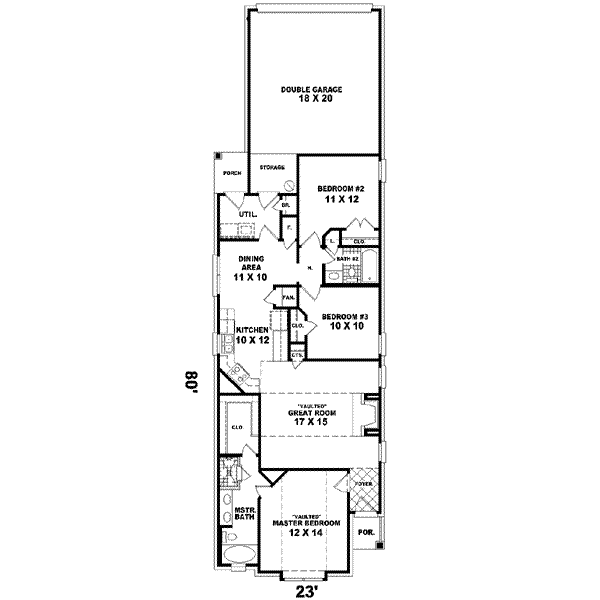 Floor Plan - Main Floor for Traditional House Plan #81-476 - 3 bed, 2 bath