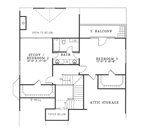House Plan Design - Traditional Floor Plan - Upper Floor Plan #17-210