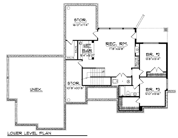 Home Plan - Traditional Floor Plan - Lower Floor Plan #70-937
